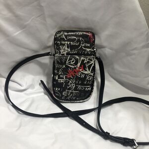 DKNY Graffiti Crossbody Small Pockets 7.5” x 4.5”  Faux Leather New York…